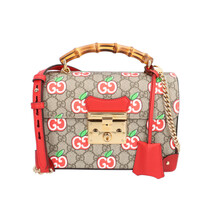 グッチ バンブー GGアップル ショルダーバッグ GGスプリームキャンバス 603221 520981 ブラウン レディース GUCCI 中古 美品_画像1