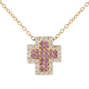  Ponte Vecchio necklace 18 gold K18 pink gold pink sapphire lady's Ponte Vecchio used beautiful goods 