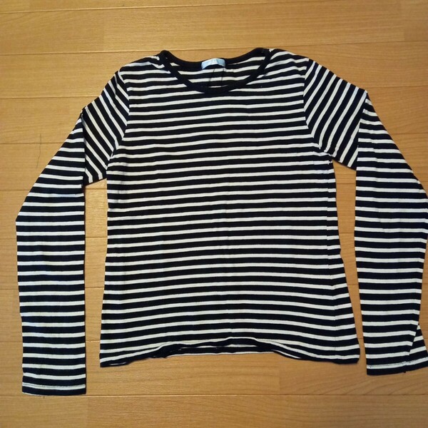 （48）ange dargent　size150　黒色ボーダーＴシャツ