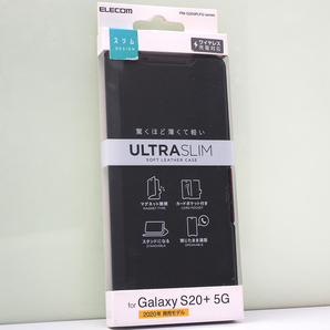 ギャラクシー Galaxy S20+ 5G (au SCG02 , docomo SC-52A) (S20プラス/S20plus 5G)用 薄型 手帳型ケース ソフトレザー ブラック 未開封品