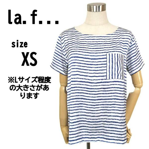 【XS】la.f... ラエフ レディース ボーダー トップス ホワイト/ブルー