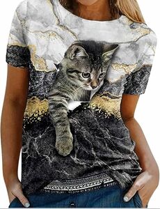 猫柄　半袖Tシャツ　飛び出す子猫