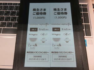 イオンファンタジー 株主優待券 2000円分(100円券×10枚×2冊セット) ～2025.5/31【普通郵便・送料無料】