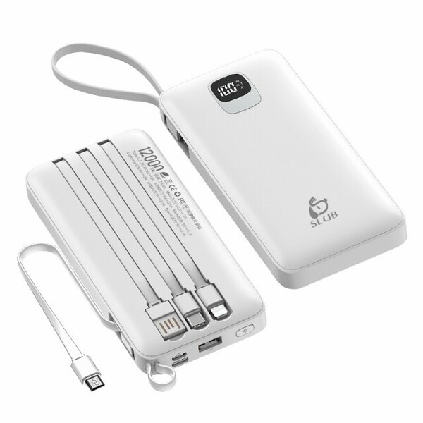 ★モバイルバッテリー 12000mAh iphone type-c micro USB-A PSE認証 ホワイト