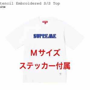 Supreme Stencil Embroidered S/S top ホワイト Mサイズ/シュプリーム tee Tシャツ 白
