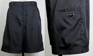 20 PRADA プラダ RE-NYLON ナイロン トライアングル 三角プレート バミューダ ハーフパンツ 50 PANTALONE b8025