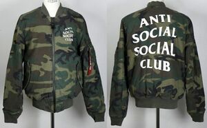 ANTI SOCIAL CLUB ALPHA INDUSTRIES, INC. MA-1 WOODLAND CAMO MEDIUM b7942