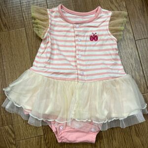 女の子ベビー　夏用ロンパース　アンパサンド　60 チュールドレス　 ベビー服 ピンク