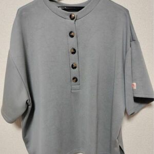 2wayヘンリーネック Tシャツ 半袖 Java ブルーclassicalELF カットソー