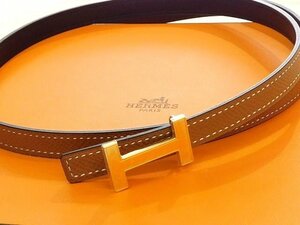 未使用 エルメス ベルト Hバックル ■ 13mm リバーシブル ブラック×ゴールド U刻印 レディース HERMES コンスタンス 新品□6E ムニ100