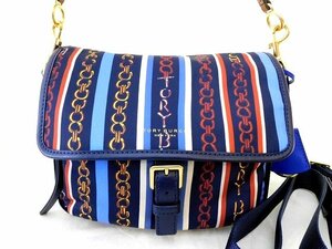 新品同様 トリーバーチ 2WAY ショルダーバッグ ■ 10005608 ナイロン レザー チェーン デザイン バッグ TORY BURCH □6E 4100