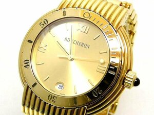  Boucheron часы # санки s Date K18 желтое золото чистое золото 183.2g кварц мужские наручные часы BOUCHERON * 6Emaki41000