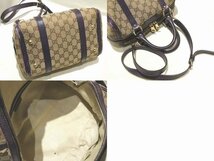 GUCCI グッチ 269876 2WAY ミニボストン型 ハンドバッグ ◇ GGキャンバス ベージュ系 × レザー パープル系 ショルダー ▼6E_画像2