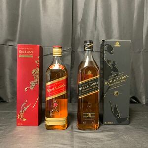 未開栓 JOHNNIE WALKER ジョニーウォーカー BLACKLABEL REDLABEL ブラックラベル レッドラベル 箱付 700ml 40% 2本まとめ 古酒 ウイスキー