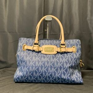 MICHAEL KORS Michael Kors 2WAY handbag shoulder bag MK pattern total pattern blue group lady's bag diagonal ..PVC leather 