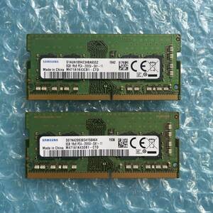 SAMSUNG 8GB×2 sheets total 16GB DDR4 PC4-2666V-SA1-11 used Note PC for memory [NM-319]