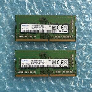 SAMSUNG 8GB×2 sheets total 16GB DDR4 PC4-2400T-SA1-11 used Note PC for memory [NM-343]