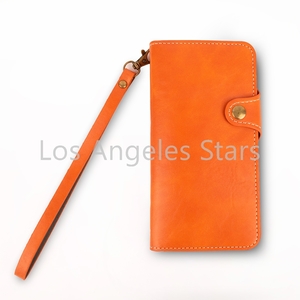 iPhone11 iPhone 11 case strap leather cover leather notebook type orange Camel tea color button type 