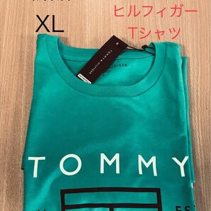 新品 XL トミーヒルフィガー Tシャツ 半袖　グリーン　LL