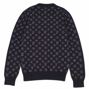 美品 ルイヴィトン LOUIS VUITTON ニット 19AW ハーフアンドハーフ モノグラム カシミヤ ウール メンズ L ブラック cf05mn-rm05e27502