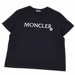 美品 モンクレール MONCLER Tシャツ カットソー 2022年 半袖 ショートスリーブ ロゴ刺繍 トップス レディース XL 黒 cf05mm-rm11f10084