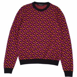  beautiful goods Versace VERSACE knitted sweater crew neck long sleeve long sleeve total pattern wool tops men's 46 cf05od-rm11f10088