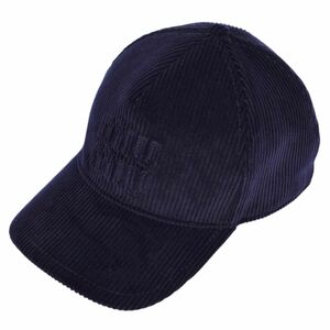  ultimate beautiful goods MiuMiu miumiu 2023 cap hat Logo corduroy lady's Italy made S(57cm) navy cf05os-rm05f10177