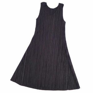 美品 プリーツプリーズ イッセイミヤケ PLEATS PLEASE ワンピース ノースリーブ プリーツ トップス レディース 3 黒 cf05oe-rm11f10191