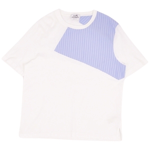 極美品 エルメス HERMES 21SS Tシャツ カットソー ショートスリーブ ストライプ トップス メンズ M ホワイト/ブルー cf05ed-rm10f10389
