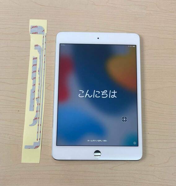 中古美品 純正品 iPad Mini 4 フロントパネル 画面 液晶 修理 交換 、画面 パネル 交換テープ 付き カラー白 ジャンク