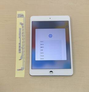 中古 純正品 iPad Mini 4 フロントパネル 画面 液晶 修理 交換 、画面 パネル 交換テープ 付き カラー白 ジャンク