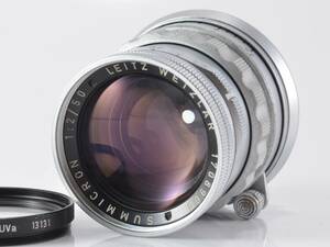 [良品]Leica (ライカ) SUMMICRON 50mm F2 固定鏡胴 初期型 Mマウント 純正フィルター付 [保証] (52963)