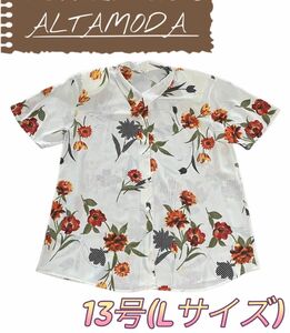 ALTAMODA レディーストップス 半袖 ブラウス 花柄ブラウス 13号 L