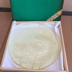 新品1300円紫陽花模様ガラス大皿　大皿　台所用品　【正月食器】