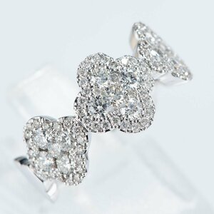 レース編みのような美しさのダイヤモンドホワイトゴールド製ダイヤモンドリング G VSクラス D: 1.02ct K18WG