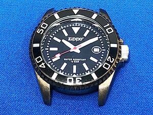 4/186【ジャンク】 Zippo ジッポー 腕時計 ZPW003 ブラック文字盤 クォーツ 回転ベゼル 3針 ベルト無し