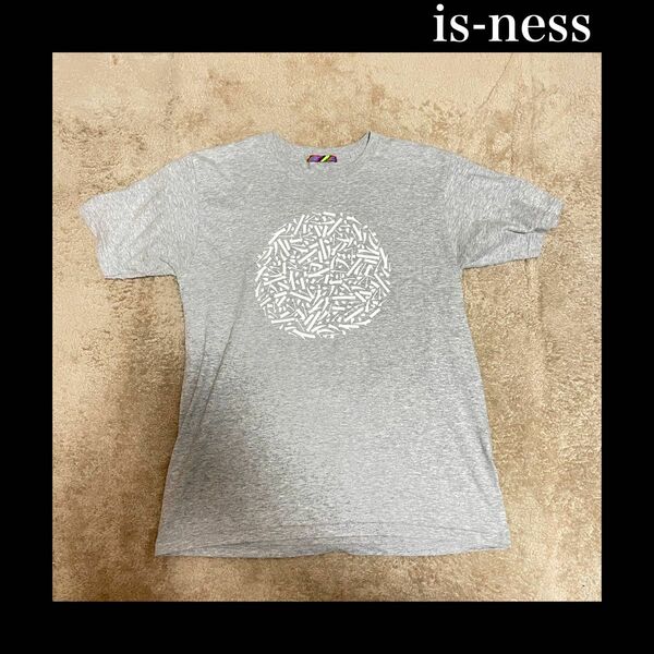 【希少唯一漢字部首】isness イズネス　Tシャツ　S相当　グレー　 半袖Tシャツ　日本製　