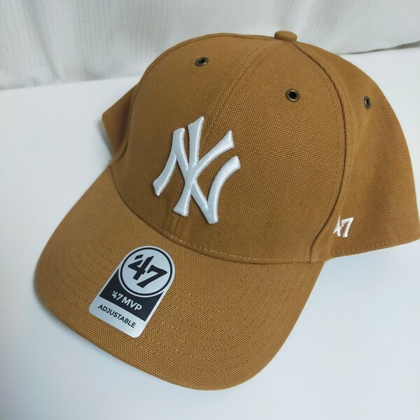 カーハート carhartt 47 brand コラボ ニューヨークヤンキース MVP キャップ 帽子 フリー ブラウン(茶色）