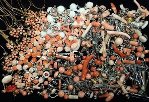 5138[T]..! coral coral set sale! part removing accessory parts .! pendant top tiepin branch .. round peach color .. etc.!