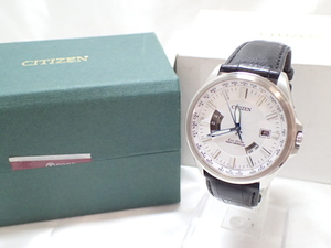 5051[T]CITIZEN Citizen / Eko-Drive / radio wave solar /H145-S073545/ men's wristwatch / white face / World Time 