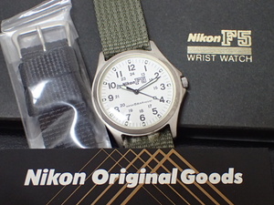 5197[T]レア♪F5発売記念限定商品！Nikon F5 リストウォッチ ニコン 腕時計 ケース・替えベルト付き♪現状渡し