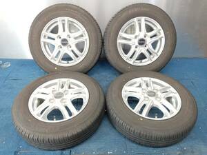 ★8-9分山★20年製★ ECOFINE 145/80R13　社外ホイール 13×4J +45 4H-100 4本セット 軽自動車等　E911