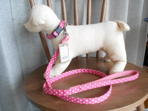 小型犬 　ワールド商事　フィールドポイント水玉カラー＆リードセット　ピンク　S　～10kg　