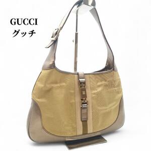 1円 グッチ GUCCI ハンドバッグ ジャッキー シェリーライン メンズ レザー ハイブランド 一点物 ゴールド ビジネス 通勤