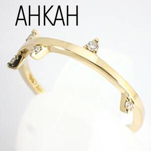  present goods Ahkah AHKAH K18YG epi n diamond ring 13 number #13 case attaching AK1611010200 regular price 100,100 jpy yellow gold 