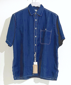 オアスロウ orSlow　リネン半袖シャツ Linen Loose Fit S/S Shirt　インディゴ 2(M)　未使用品　定価￥23,100　（麻 A VONTADE EEL RINEN