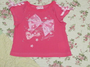  Mezzo Piano 80cm ribbon print pink short sleeves T* postage 185 jpy 