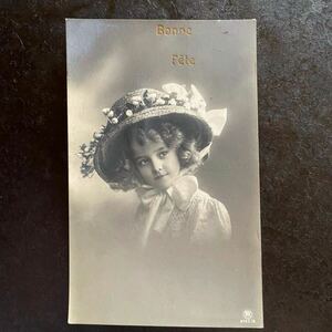  настоящий фото прекрасный девушка * 1909 год . печать Франция античный открытка Grete Reinwald серый Terrain Val to цветок украшение девочка открытка с видом 