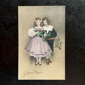 Art hand Auction MMVienne Artist Work ★ Carte postale antique Autriche France Noël Enfants Garçon Fille Belle Fille Gui Photo Carte Postale, antique, collection, marchandises diverses, Carte postale