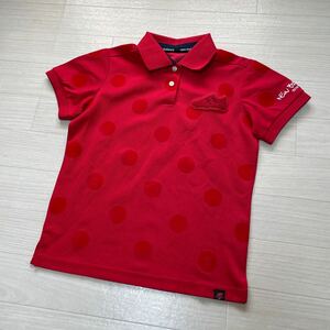 New Balance GOLF golf ニューバランス ゴルフ レディース 半袖 ポロシャツ 赤色 レッド ドット柄 サイズ0 美品